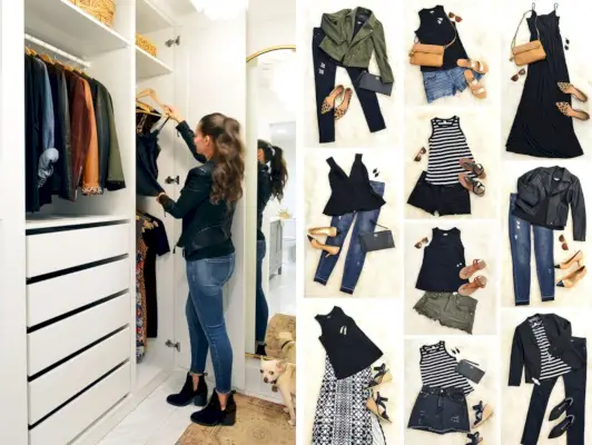 Sherry in Ikea Pax-garderobekast naast elkaar met Outfit Mood Board