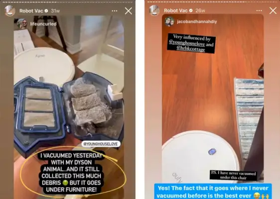 لقطات من Instagram Highlight Reel حول Robot Vac
