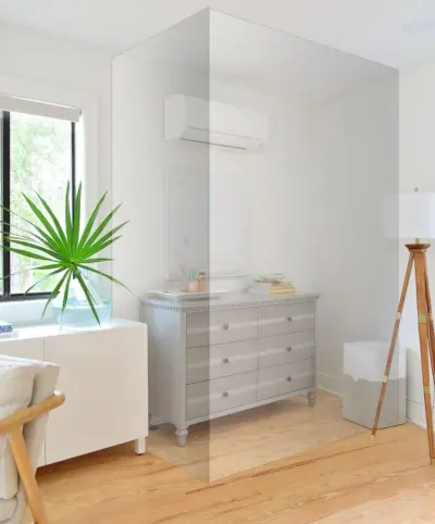 Ruwe weergave van waar de kast in de slaapkamer zal worden gebouwd