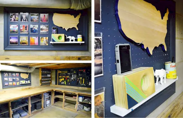 Collage van geschilderde schuur Pegboard-organisatie