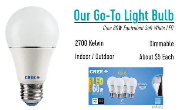 Onze go-to-lamp is de Cree 60W LED-zachte witte lamp
