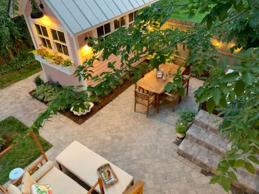 Strandhuis achtertuin na overhead