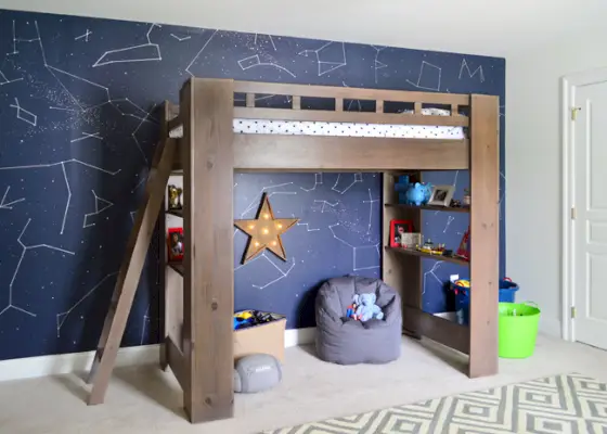 Jongens buitenruimte-slaapkamer sterrenbeeld-accentmuur