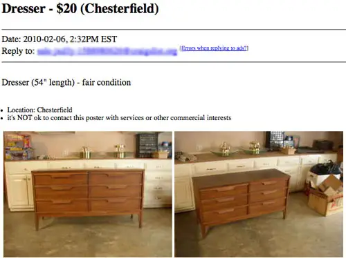 Craigslist-advertentie overspuiten