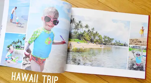 Årbok Familj Album Spread Med bilder från Hawaii resa