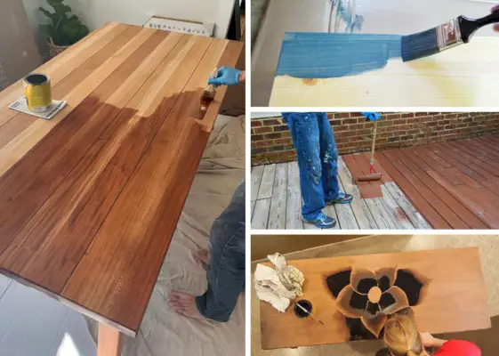 목재 얼룩을 사용한 DIY 프로젝트 콜라주