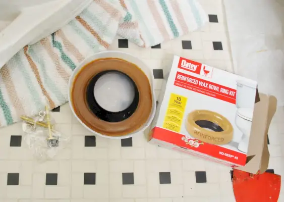 Wasringset voor toiletinstallatie met bouten en doos