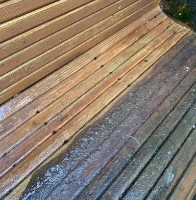 Buitendouche tijdens bank Powerwashed