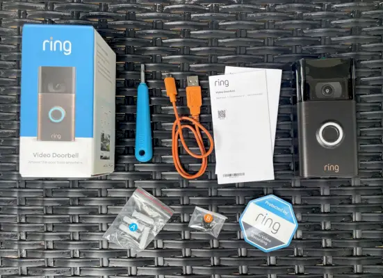 Ring Video Doorbell Box Inhoud Inclusief Schroevendraaier Oplaadsnoer Schroeven