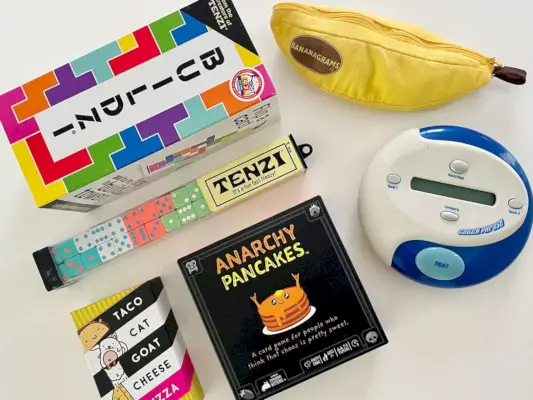 Beste snelle spellen Buildzi Tenzi Bananagrams Taco Cat Geitenkaas Pizza Anarchie Pannenkoeken Catchphrase