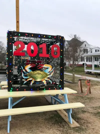 nieuwjaarsviering in Kaap Charles Virginia met krabpot