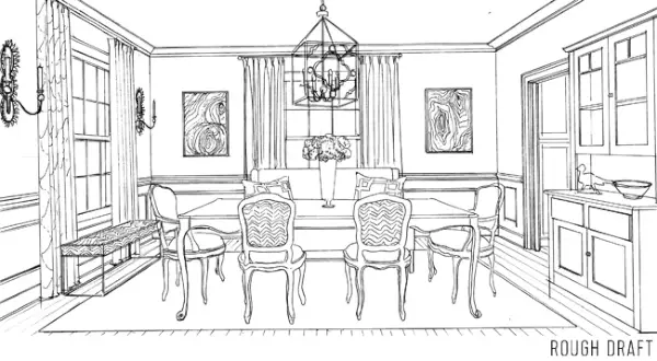 kleurboek-eetkamer-ruw ontwerp