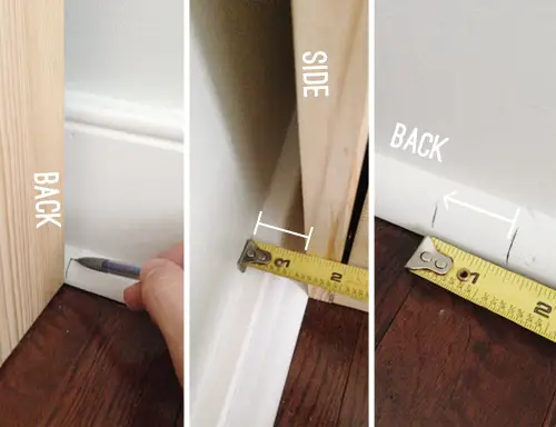 Meten rond een Ikea Fjell om de basis te snijden