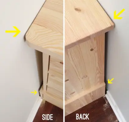 Openingen tussen Ikea Fjell-dressoir en muur