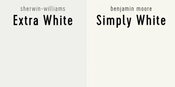 Sherwin Williams Extra White prieš Benjamin Moore Simply White