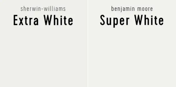 Sherwin Williams Extra White prieš Benjamin Moore Super White