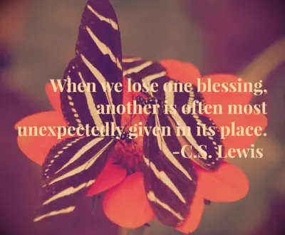 When we lose one blessing, another is often most unexpectedly given in its place