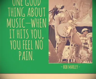 One good thing about music—when it hits you, you feel no pain.