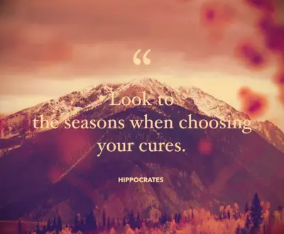 Hippocrates quote Look to the seasons when choosing your cures