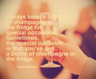 Hester Browne quote Always keep a bottle of Champagne in the fridge for special occasions. Sometimes, the special occasion is that you