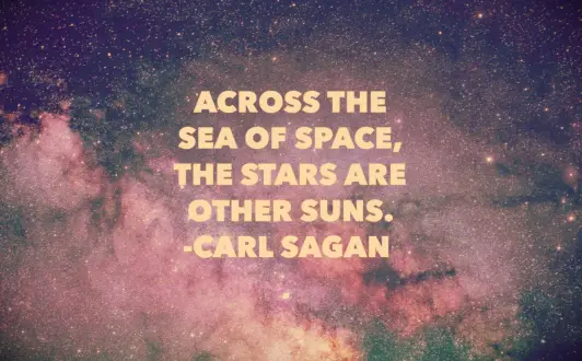 Carl Sagan quote over the Milky Way galaxy in the Cosmos
