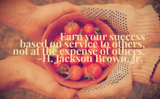 Jackson Brown service quote Earn your success based on service to others, not at the expense of others