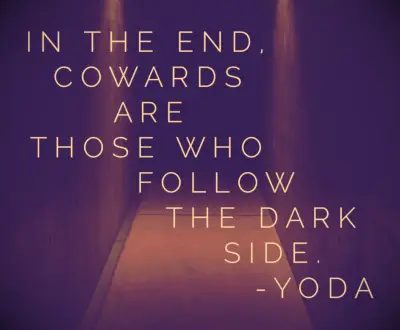 Star Wars quote In the end, cowards are those who follow the dark side