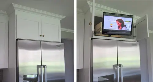 Rita TV boven koelkast