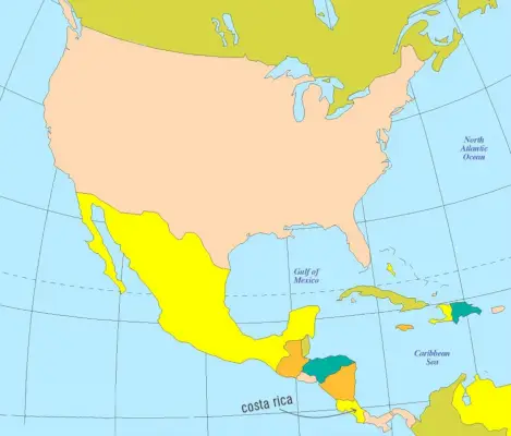 Costa Rica op de wereldkaart