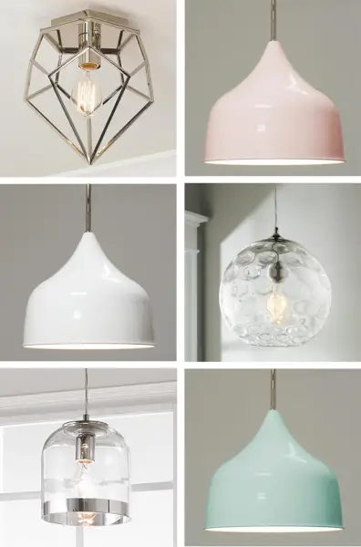 Tinten van licht glas en metalen hangers