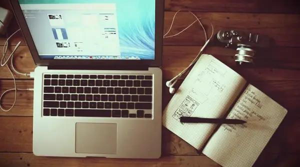 Benefit of podcasts on a laptop while working.