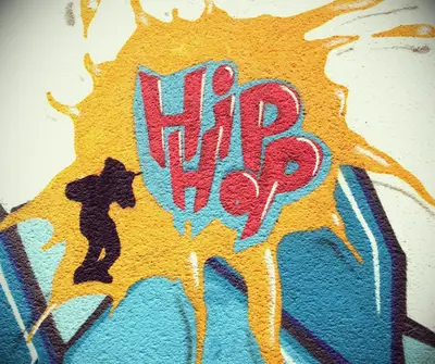 Colorful street art describing hip hop music.