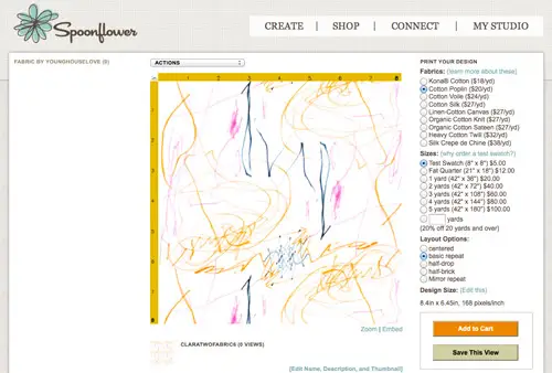 ClaraFabric SFlower-monstergrootte