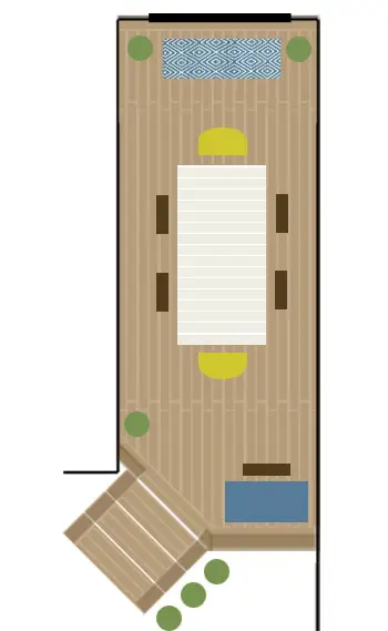 Tekening van dekontwerpmeubelplaatsing boven het hoofd