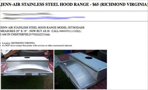Craigslist'ten Satışta Jenn-Air Hood Serisini Bulma